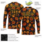 Personalized 3D Halloween T-Shirt with Pumpkins, Bats, Stars - Long Sleeve Performance Shirt Personalized 3D Halloween Pumpkins