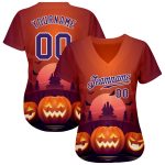 Custom 3D Halloween Pumpkins Baseball Jersey for Horror Night Celebrations Personalized 3D Halloween Pumpkins Horror Night
