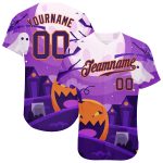 Personalized 3D Halloween Pumpkins Baseball Jersey for Horror Night, Size 2 Personalized 3D Halloween Pumpkins Horror Night