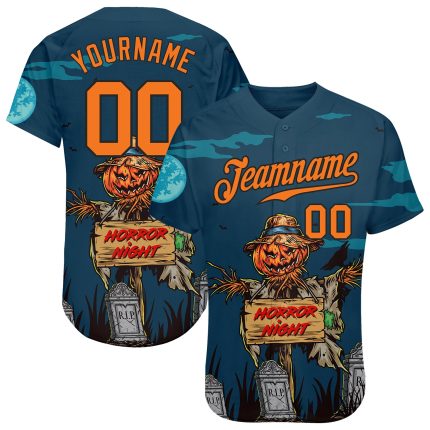 3D Halloween Pumpkins Personalized Horror Night Baseball Jersey - Unique Custom Sports Apparel Personalized 3D Halloween