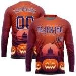 Halloween 3D Personalized Pumpkins T-Shirt for Horror Night - Long Sleeve Performance Tee Personalized 3D Halloween Pumpkins