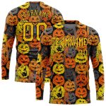 Personalized 3D Halloween Pumpkins Long Sleeve T-Shirt for Performance Wear Personalized 3D Halloween Pumpkins Long Sleeve