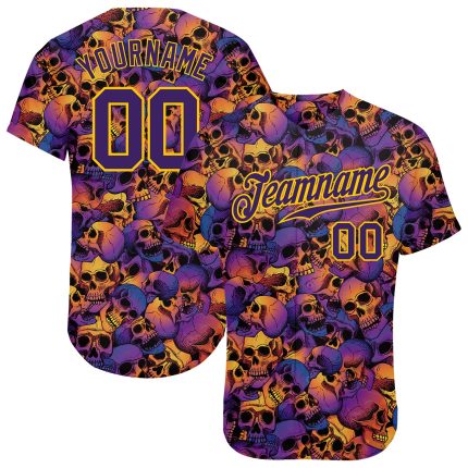 Custom 3D Halloween Skulls Baseball Jersey for Men and Women, Unique and Fun Design Personalized 3D Halloween Skulls Baseball