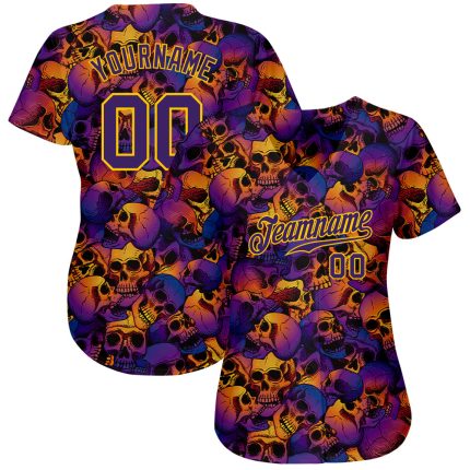 Custom 3D Halloween Skulls Baseball Jersey for Men and Women, Unique and Fun Design Personalized 3D Halloween Skulls Baseball