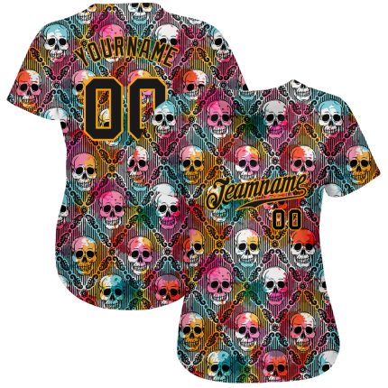 3D Personalized Halloween Skulls Baseball Jersey | Custom Graphic Sports Apparel Personalized 3D Halloween Skulls Baseball