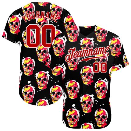 Custom 3D Halloween Skull Jersey for Men, Unique Baseball Shirt, Personalized Design 07 Personalized 3D Halloween Skulls
