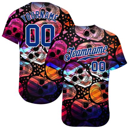 Custom 3D Halloween Skulls Baseball Jersey - Unique Personalized Sportswear 08 Personalized 3D Halloween Skulls Baseball