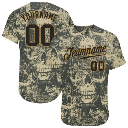 Halloween Skulls 3D Personalized Baseball Jersey for Adults and Kids Personalized 3D Halloween Skulls Baseball Jersey 4