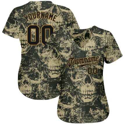 Halloween Skulls 3D Personalized Baseball Jersey for Adults and Kids Personalized 3D Halloween Skulls Baseball Jersey 4