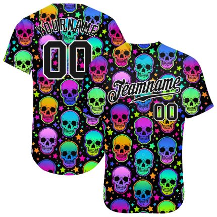 Custom 3D Halloween Skull Baseball Jersey - Unique Spooky Apparel for Fans Personalized 3D Halloween Skulls Baseball Jersey