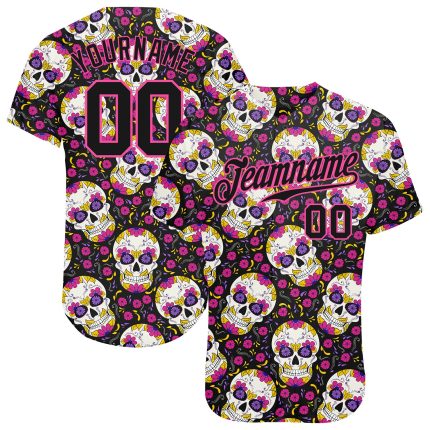 Personalized Halloween 3D Skull Floral Baseball Jersey for Unique Style Personalized 3D Halloween Skulls Floral Baseball