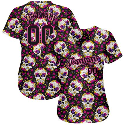 Personalized Halloween 3D Skull Floral Baseball Jersey for Unique Style Personalized 3D Halloween Skulls Floral Baseball