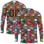 Custom 3D Halloween Skulls Long Sleeve T-Shirt for Men and Women - Performance Apparel Personalized 3D Halloween Skulls Long