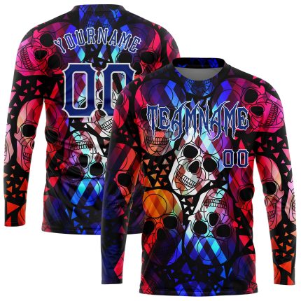 Personalized Halloween 3D Skull Long Sleeve Performance T-Shirt for Men and Women Personalized 3D Halloween Skulls Long Sleeve