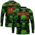Personalized 3D Halloween Skulls Long Sleeve Performance Shirt for Men Personalized 3D Halloween Skulls Long Sleeve Performance
