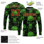 Personalized 3D Halloween Skulls Long Sleeve Performance Shirt for Men Personalized 3D Halloween Skulls Long Sleeve Performance