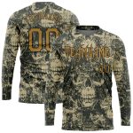 Custom 3D Halloween Skull Long Sleeve Performance T-Shirt for Men and Women Personalized 3D Halloween Skulls Long Sleeve