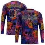 Personalized 3D Halloween Skulls Long Sleeve T-Shirt for Men and Women Performance Tee Personalized 3D Halloween Skulls Long