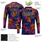 Personalized 3D Halloween Skulls Long Sleeve T-Shirt for Men and Women Performance Tee Personalized 3D Halloween Skulls Long
