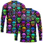 3D Halloween Skulls Personalized Long Sleeve Performance T-Shirt Personalized 3D Halloween Skulls Long Sleeve Performance
