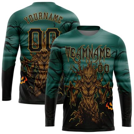 3D Personalized Halloween Trick or Treat Long Sleeve Performance T-Shirt Personalized 3D Halloween Trick Treat Horror Night