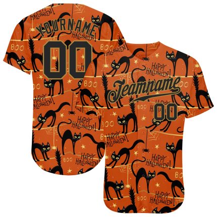 Happy Halloween Black Cats Spiders Personalized 3D Baseball Jersey Personalized 3D Happy Halloween Black Cats Spiders Baseball