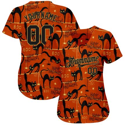 Happy Halloween Black Cats Spiders Personalized 3D Baseball Jersey Personalized 3D Happy Halloween Black Cats Spiders Baseball