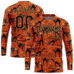 Personalized Halloween Black Cats Spiders Long Sleeve Performance T-Shirt Personalized 3D Happy Halloween Black Cats Spiders