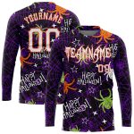 Happy Halloween Spiders 3D Personalized Long Sleeve Performance T-Shirt Personalized 3D Happy Halloween Spiders Long Sleeve