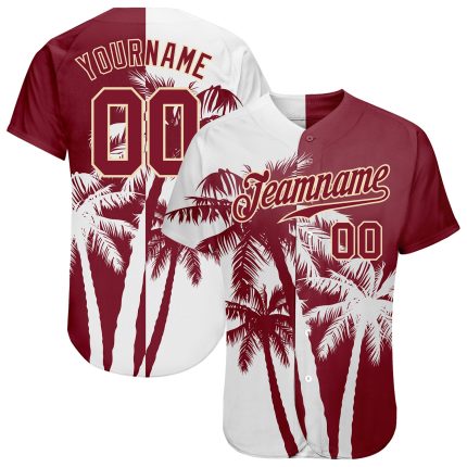 Custom 3D Coconut Trees Baseball Jersey for Hawaii Fans - Personalized Design Personalized 3D Hawaii Coconut Trees Baseball