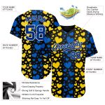 Ukrainian Flag Colors Personalized 3D Hearts Baseball Jersey - Custom Design 2 Personalized 3D Hearts Painted In The Colors