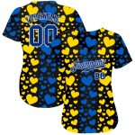 Ukrainian Flag Colors Personalized 3D Hearts Baseball Jersey - Custom Design 2 Personalized 3D Hearts Painted In The Colors