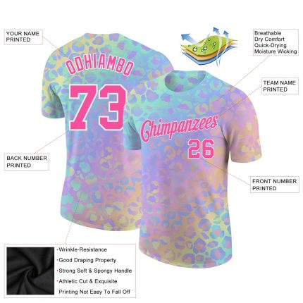 Custom 3D Leopard Print T-Shirt - Performance Athletic Wear for Men and Women Personalized 3D Leopard Performance T-Shirt