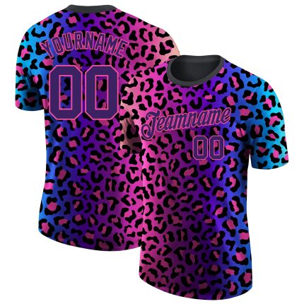 Personalized 3D Leopard T-Shirt for Performance, Custom Athletic Wear Personalized 3D Leopard Performance T-Shirt 3