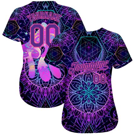 Psychedelic 3D Magic Mushrooms Baseball Jersey with Sacred Geometry Design - Personalized Style Personalized 3D Magic Mushrooms
