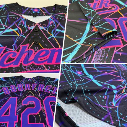 Personalized Psychedelic 3D Magic Mushrooms Baseball Jersey Over Sacred Geometry Personalized 3D Magic Mushrooms Over Sacred