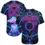Personalized Psychedelic 3D Magic Mushrooms Baseball Jersey Over Sacred Geometry Personalized 3D Magic Mushrooms Over Sacred