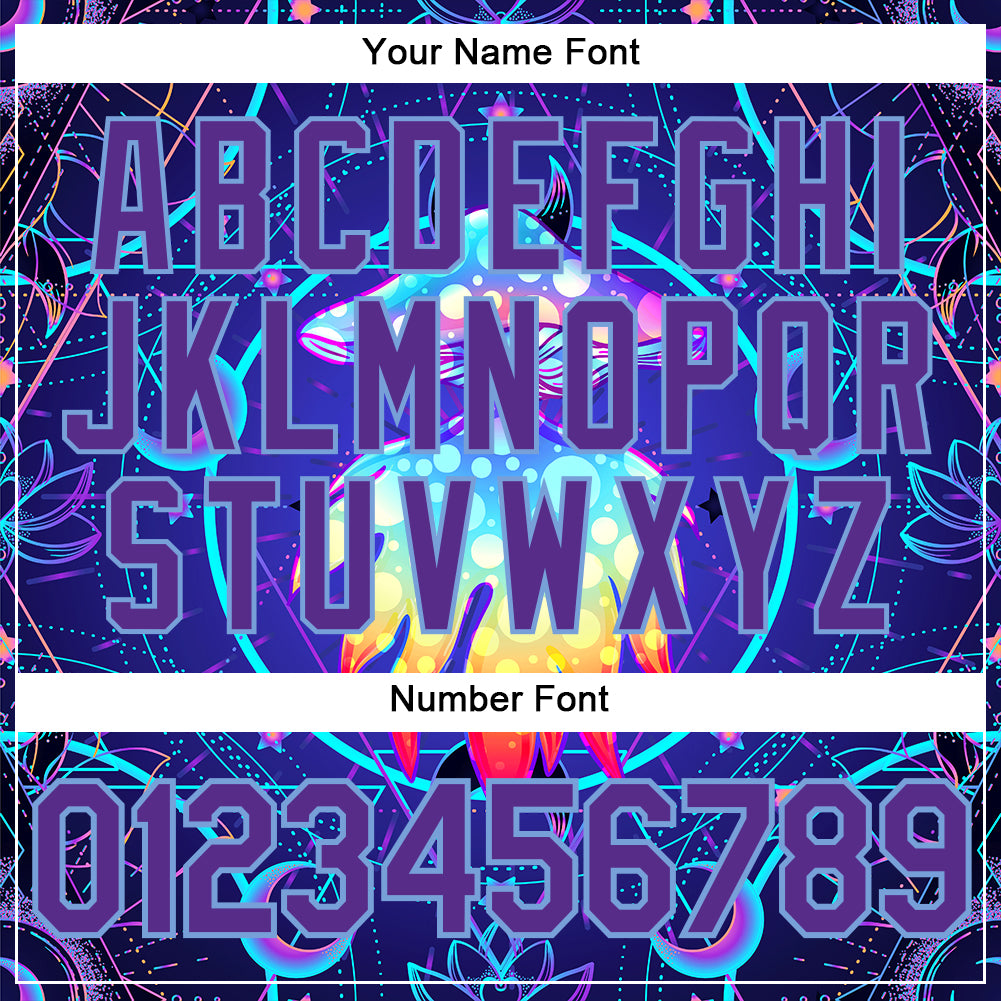Psychedelic 3D Magic Mushrooms Baseball Jersey with Sacred Geometry Design, Personalized Apparel Personalized 3D Magic Mushrooms - Image 5