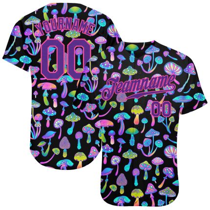 3D Personalized Psychedelic Magic Mushrooms Baseball Jersey - Unique Hallucination Design Personalized 3D Magic Mushrooms