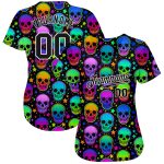 Custom Name and Number Multicolored Halloween Skulls 3D Pattern Baseball Jersey Personalized 3D Pattern Bright Multicolored