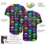 Custom Name and Number Multicolored Halloween Skulls 3D Pattern Baseball Jersey Personalized 3D Pattern Bright Multicolored
