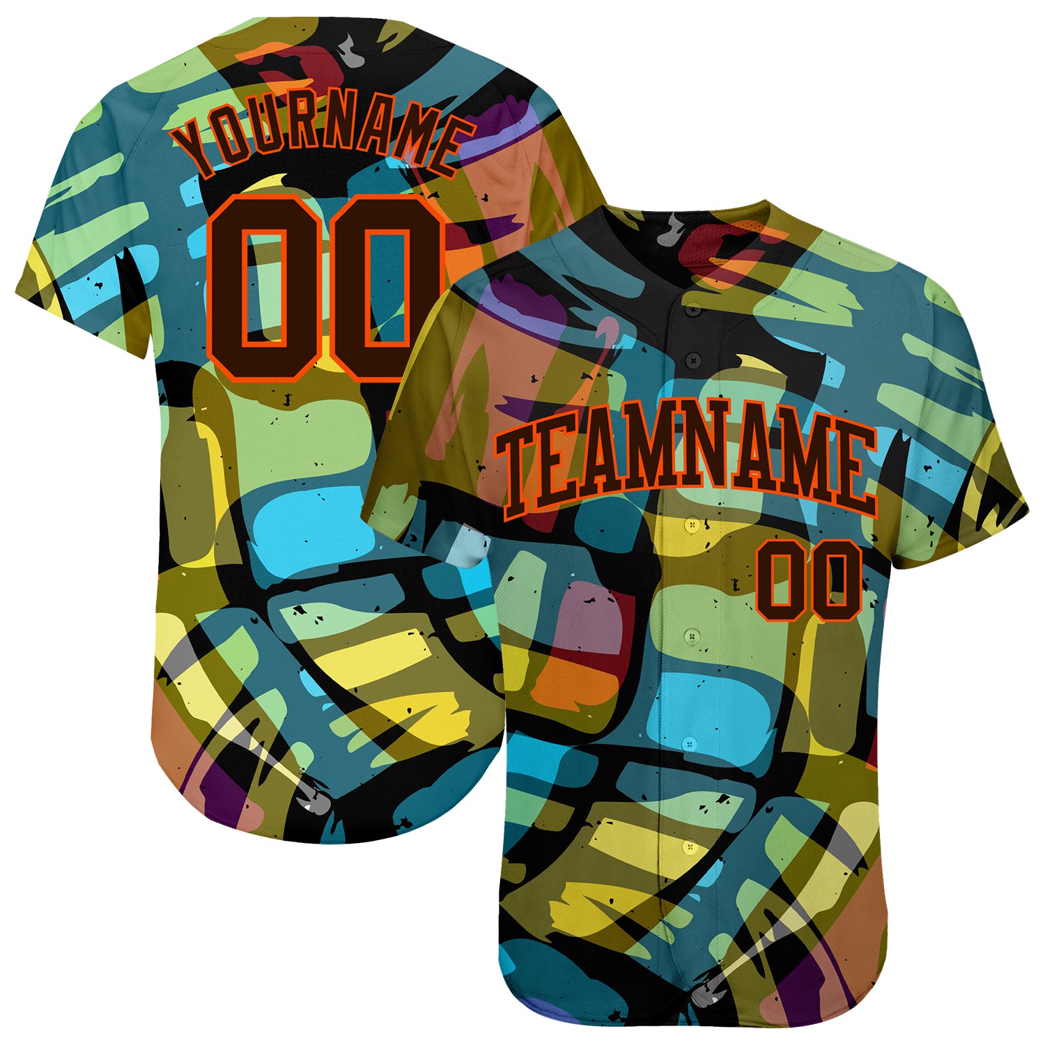 Custom Name & Number Authentic Baseball Jersey - Personalized 3D Abstract Graffiti Design Team Apparel Personalized 3D Pattern