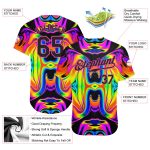 Custom Name Number Baseball Jersey - Personalized Abstract Iridescent 3D Pattern Psychedelic Fluid Art Design Personalized