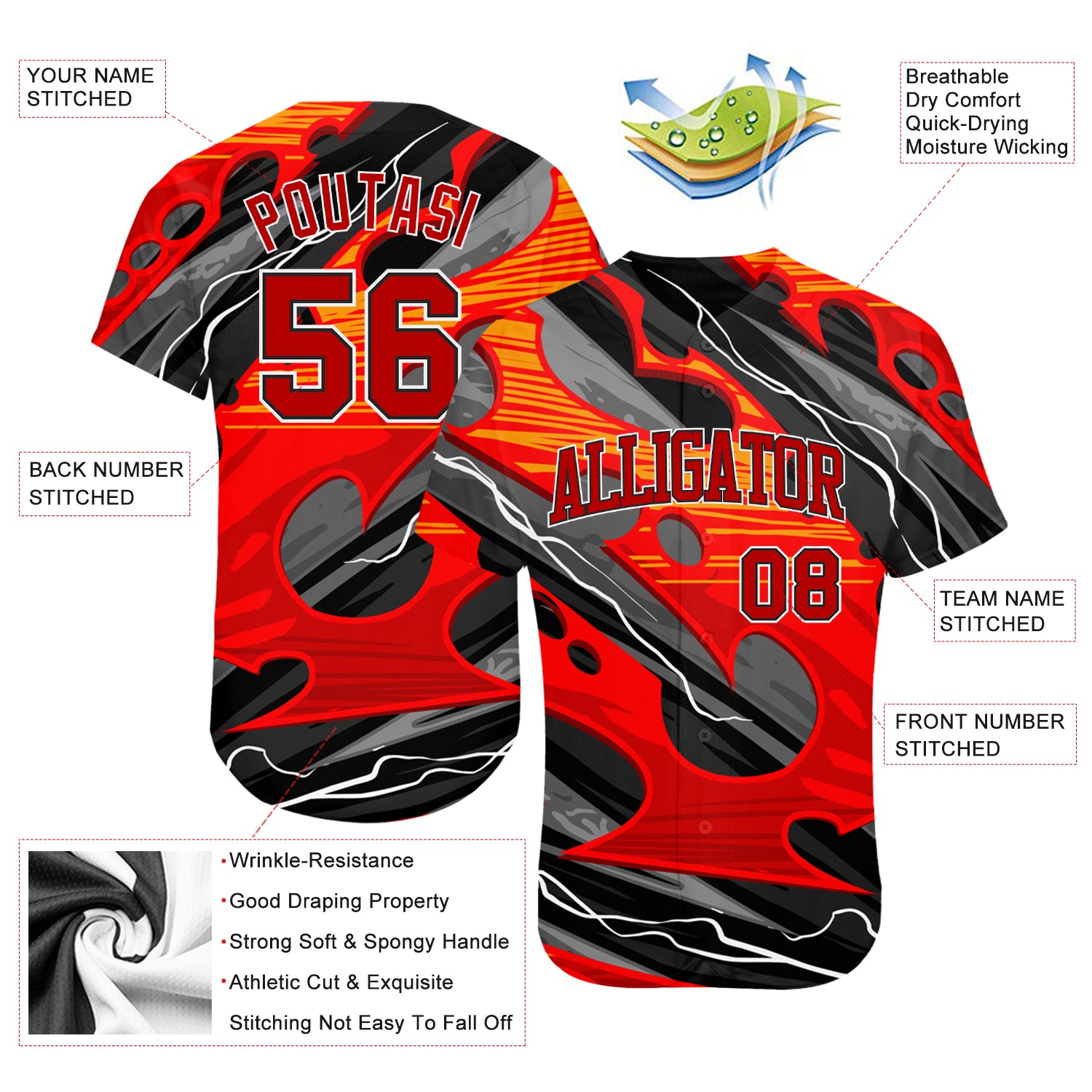 Personalized 3D Pattern Design Abstract Pattern For Sport Team Authentic Baseball Jersey Custom 3D Abstract Pattern Baseball Jersey for Sports Team Authentic Style Personalized 3D Pattern Design Abstract Pattern - Image 3