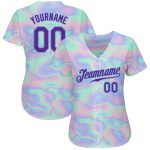 Custom Holographic Vaporwave Baseball Jersey with Personalized Name & Number - Trendy 3D Pattern Design Personalized 3D Pattern