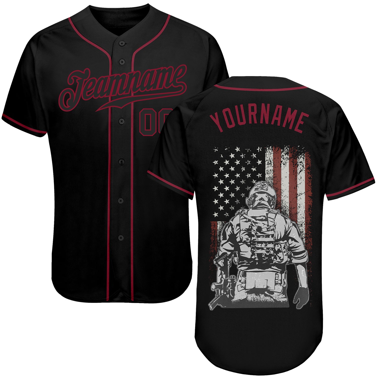 Custom Name and Number 3D American Soldier Baseball Jersey, Personalized Battlefield Design, Authentic Team Apparel Personalized