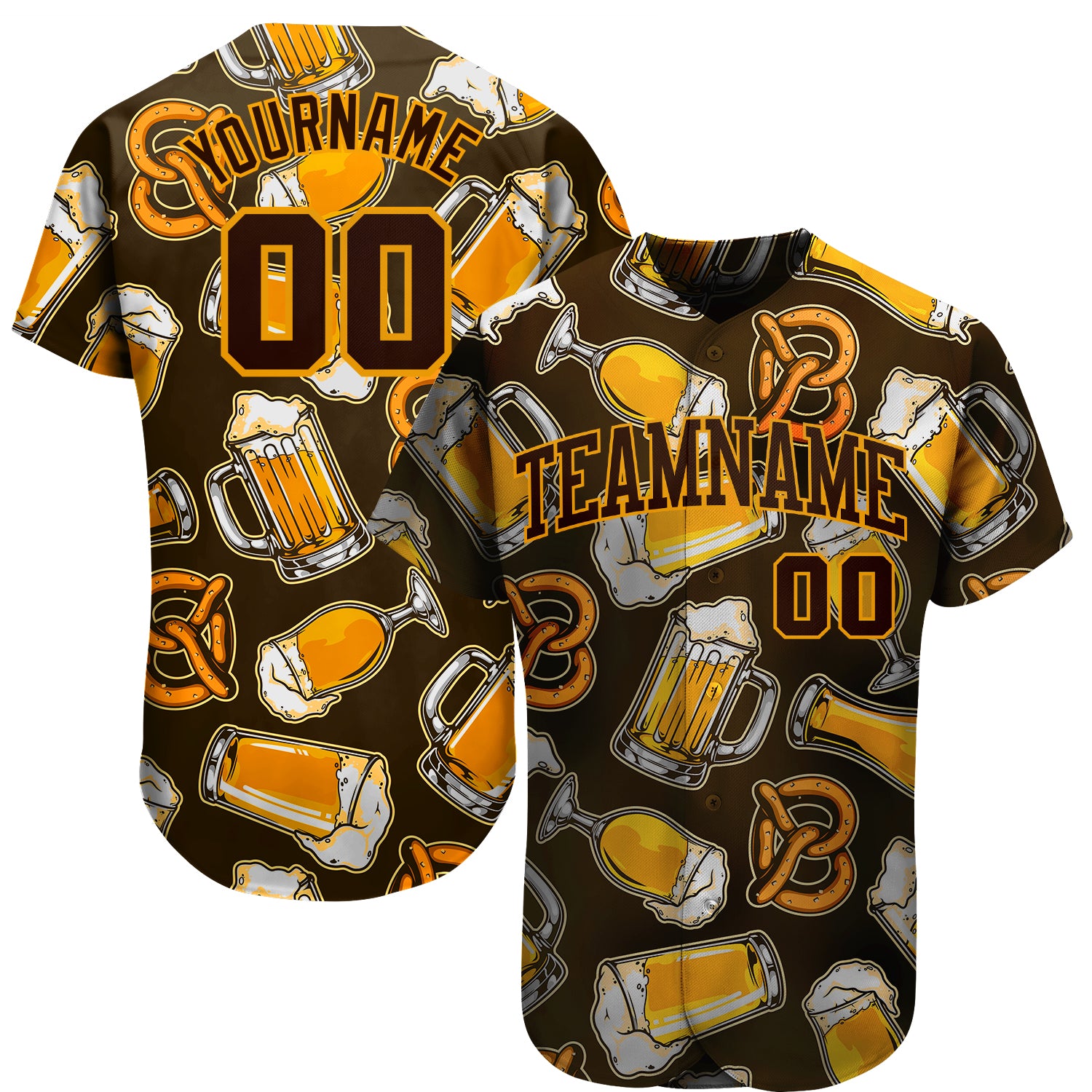 Custom Name and Number Baseball Jersey - Personalized 3D Pattern Design Authentic Beer Team Jersey Personalized 3D Pattern