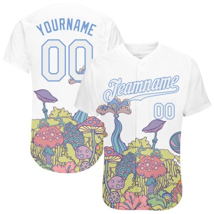 Colorful 3D Floral and Mushroom Pattern Psychedelic Baseball Jersey - Custom Design Authentic Apparel Personalized 3D Pattern