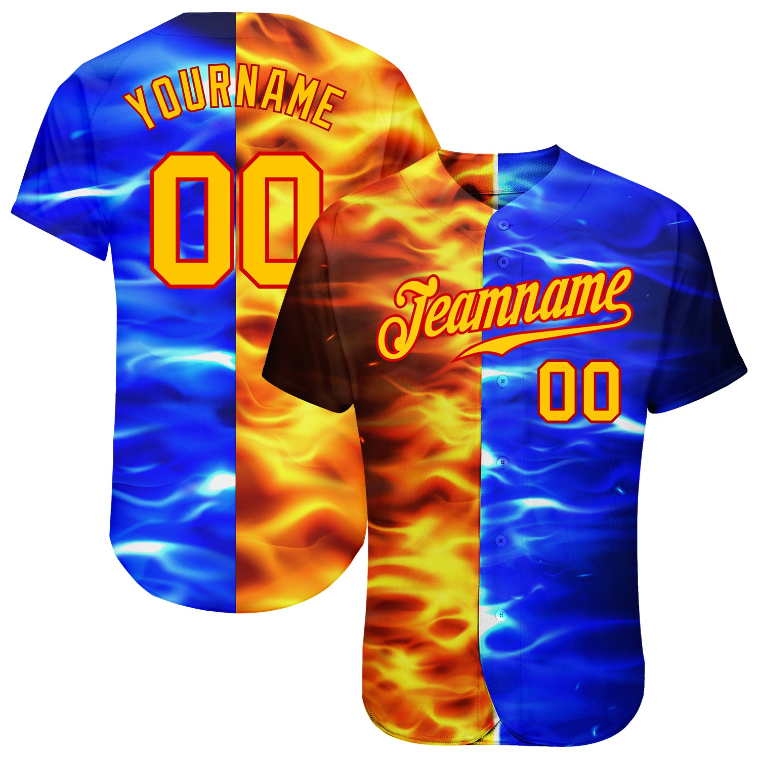 Custom Name and Number Baseball Jersey - 3D Flame Design Red Hot Sparks BBQ Season Style Personalized 3D Pattern Design Flame