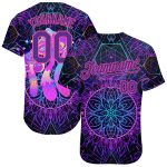 Psychedelic Magic Mushrooms 3D Pattern Authentic Baseball Jersey with Sacred Geometry Design Personalized 3D Pattern Design